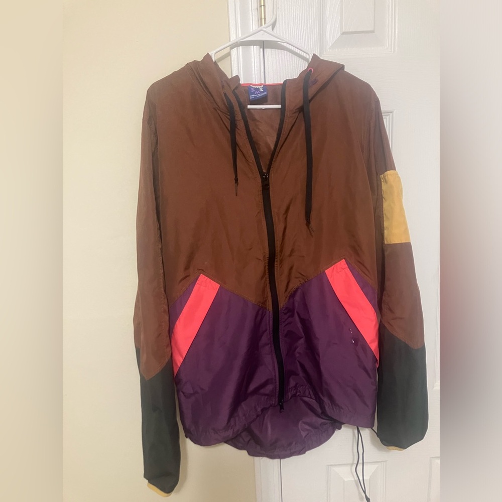 Vintage color block rain jacket/windbreaker